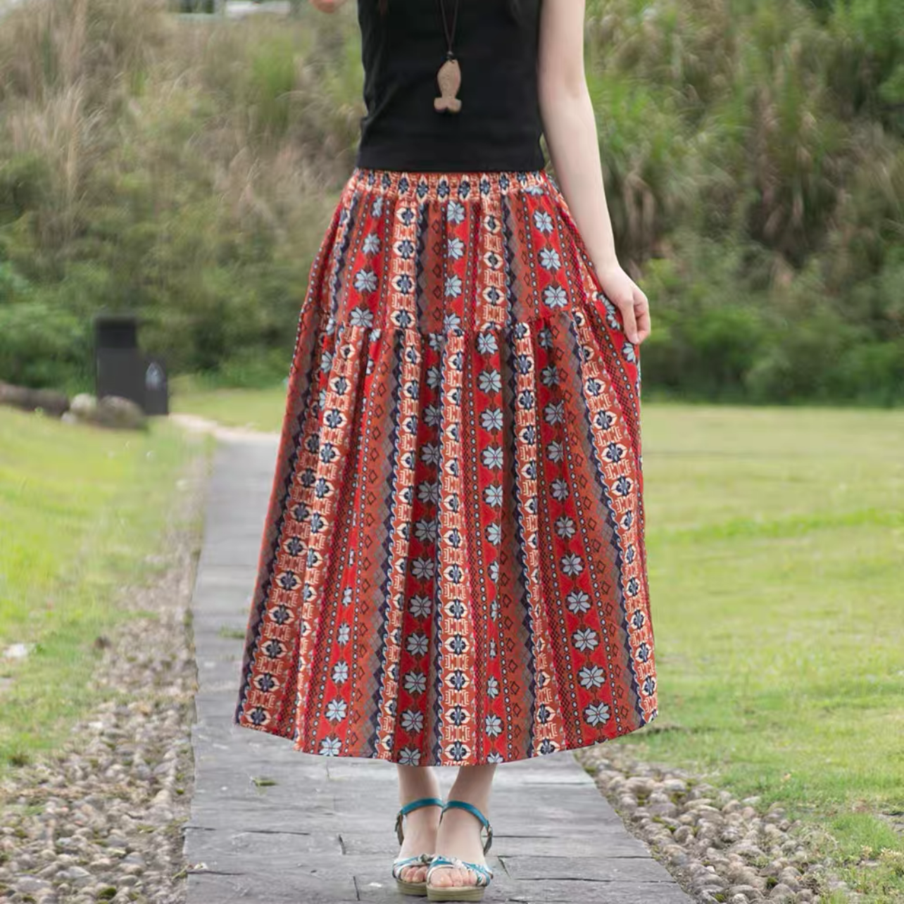夏色新作2025、ロングスカート、春スカート、夏スカート、秋スカート