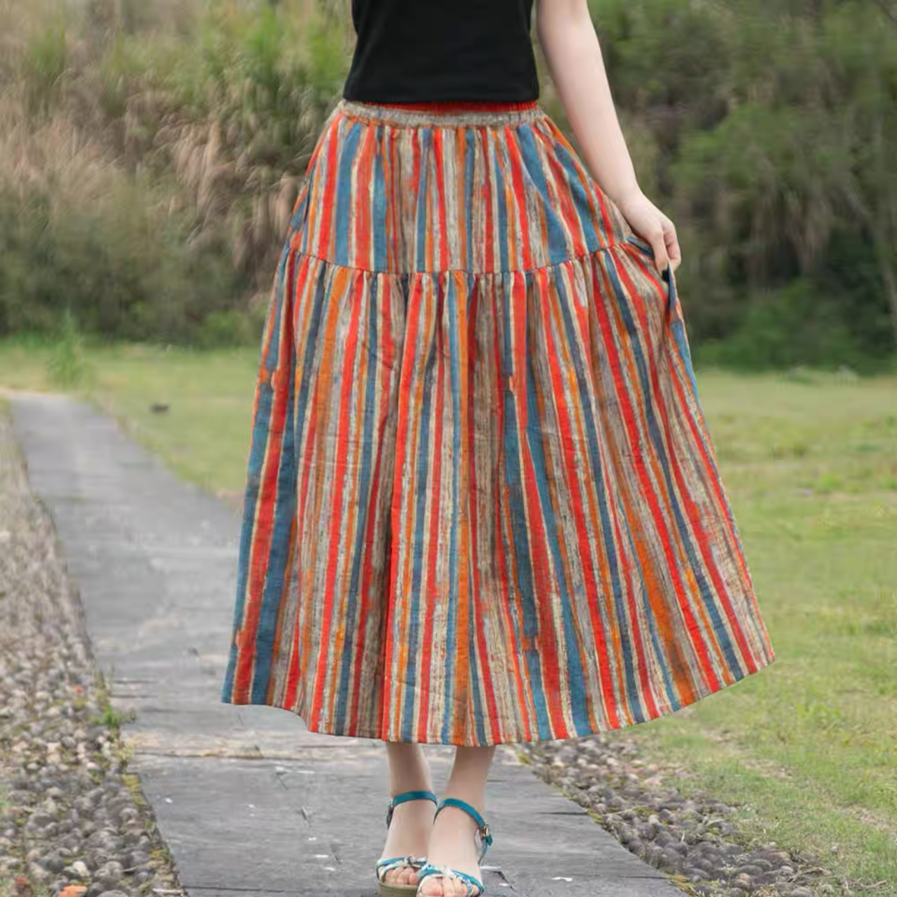 夏色新作2025、ロングスカート、春スカート、夏スカート、秋スカート