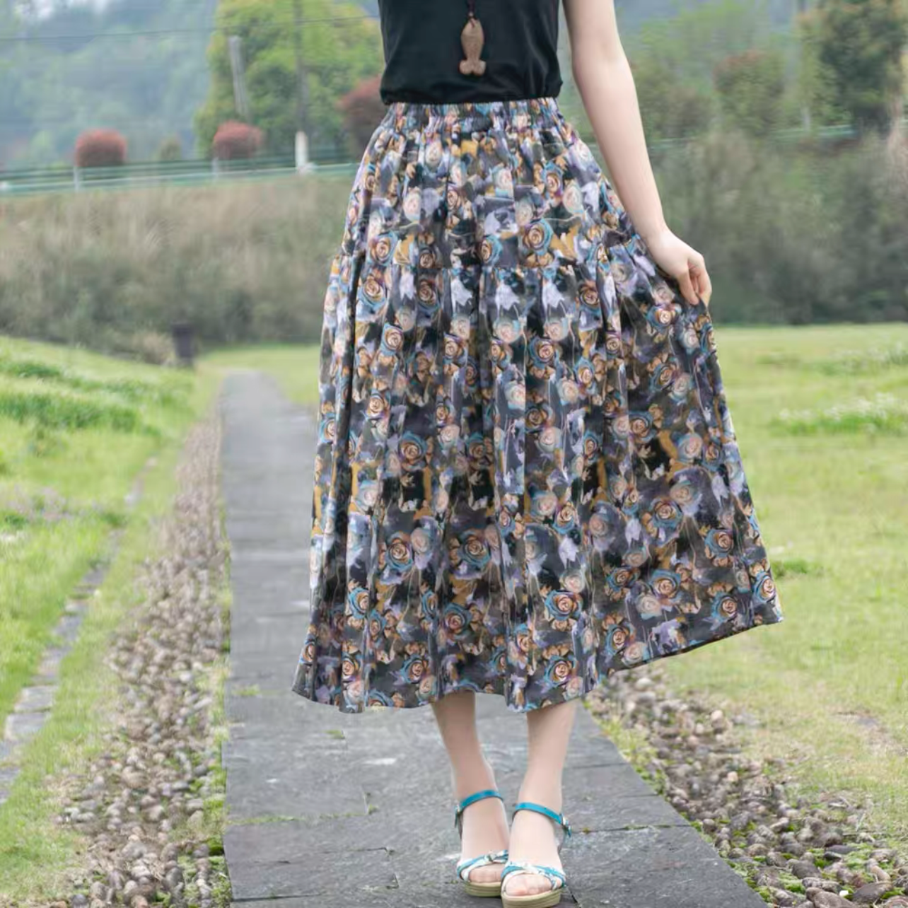 夏色新作2025、ロングスカート、春スカート、夏スカート、秋スカート