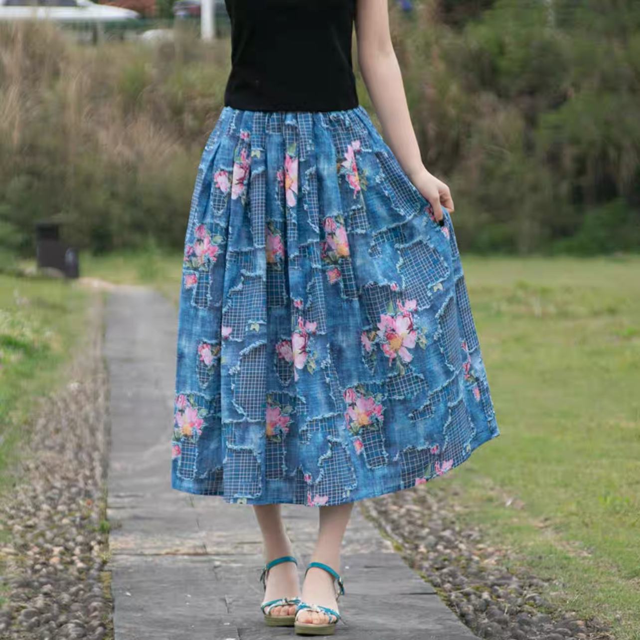 夏色新作2025、ロングスカート、春スカート、夏スカート、秋スカート