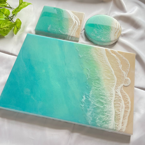 海のアートパネル　レジンアート　オーシャンレジンアート　石垣島の海　横 ビッグパネル 海のアートパネル レジンアート オーシャンレジン