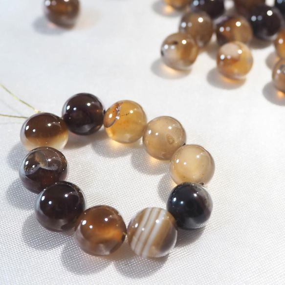 コーヒーストライプアゲート【8mm10粒】天然石　ビーズ　瑪瑙 2枚目の画像