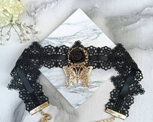 スタジオファイブ　クラシカル調　黒　ミニ薔薇　レース　ガーター＆Tバッグ　激レア 8772974f8f364c6600ce85367ab40c