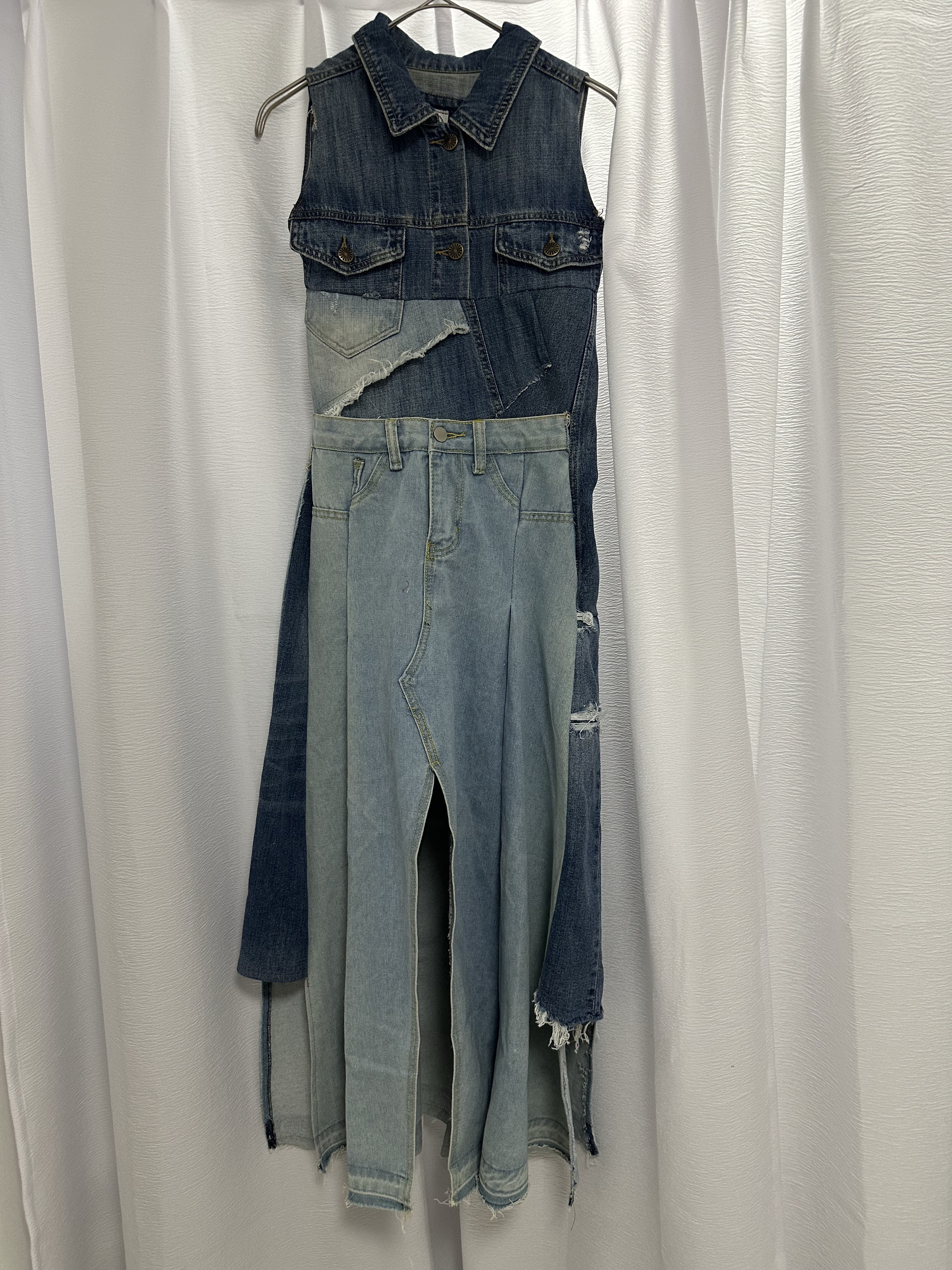 デニムパッチワンピース