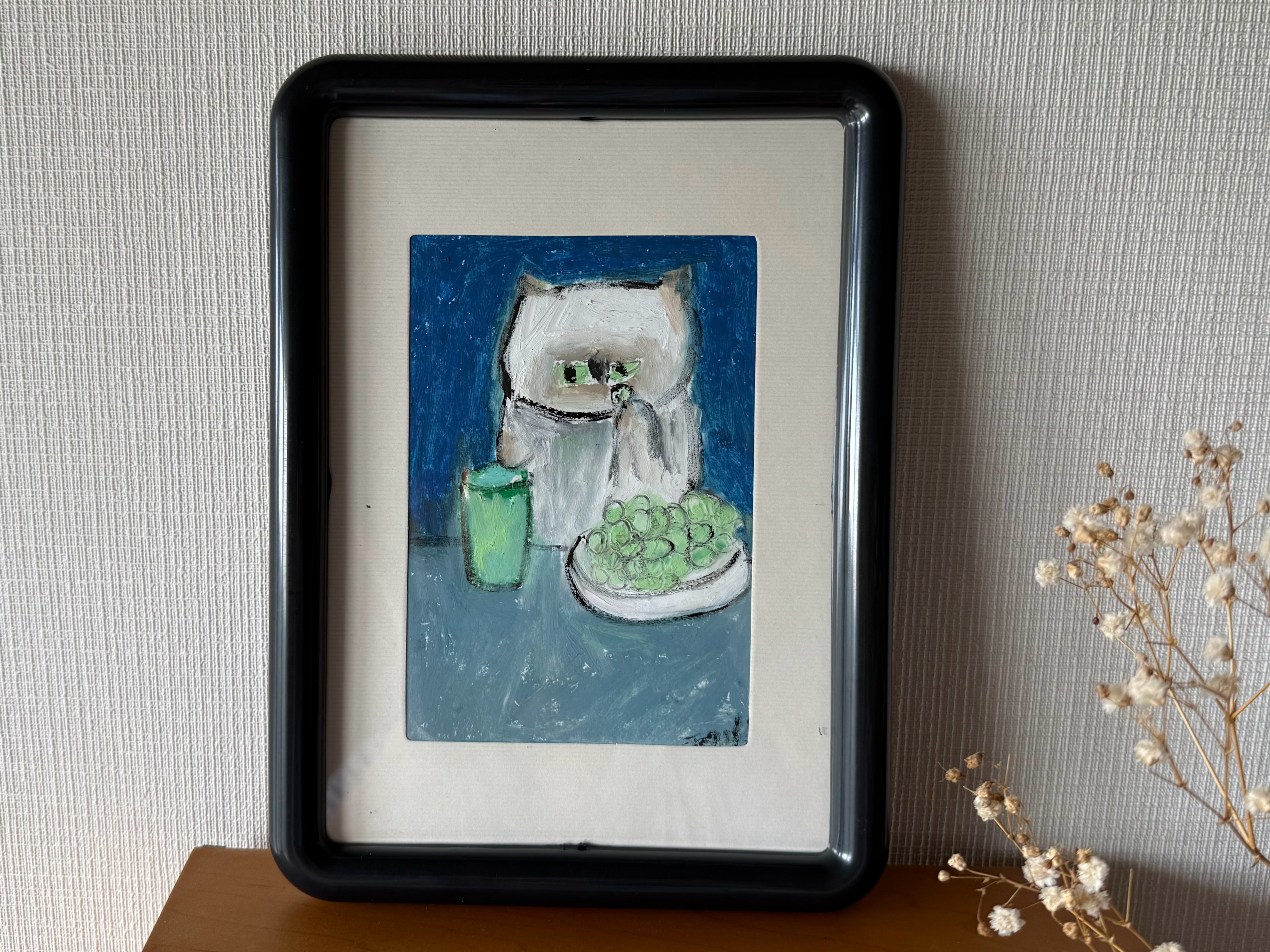 公式サイト - ハイブランドの新作が続々登場 絵画。原画【猫ちゃんは緑のブドウとジュースに恋をした】 絵画 絵画