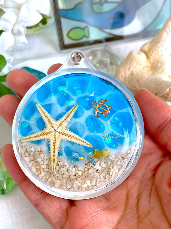 海塗りレジン×カメ コンパクトミラー 手鏡 baby's breath 通販