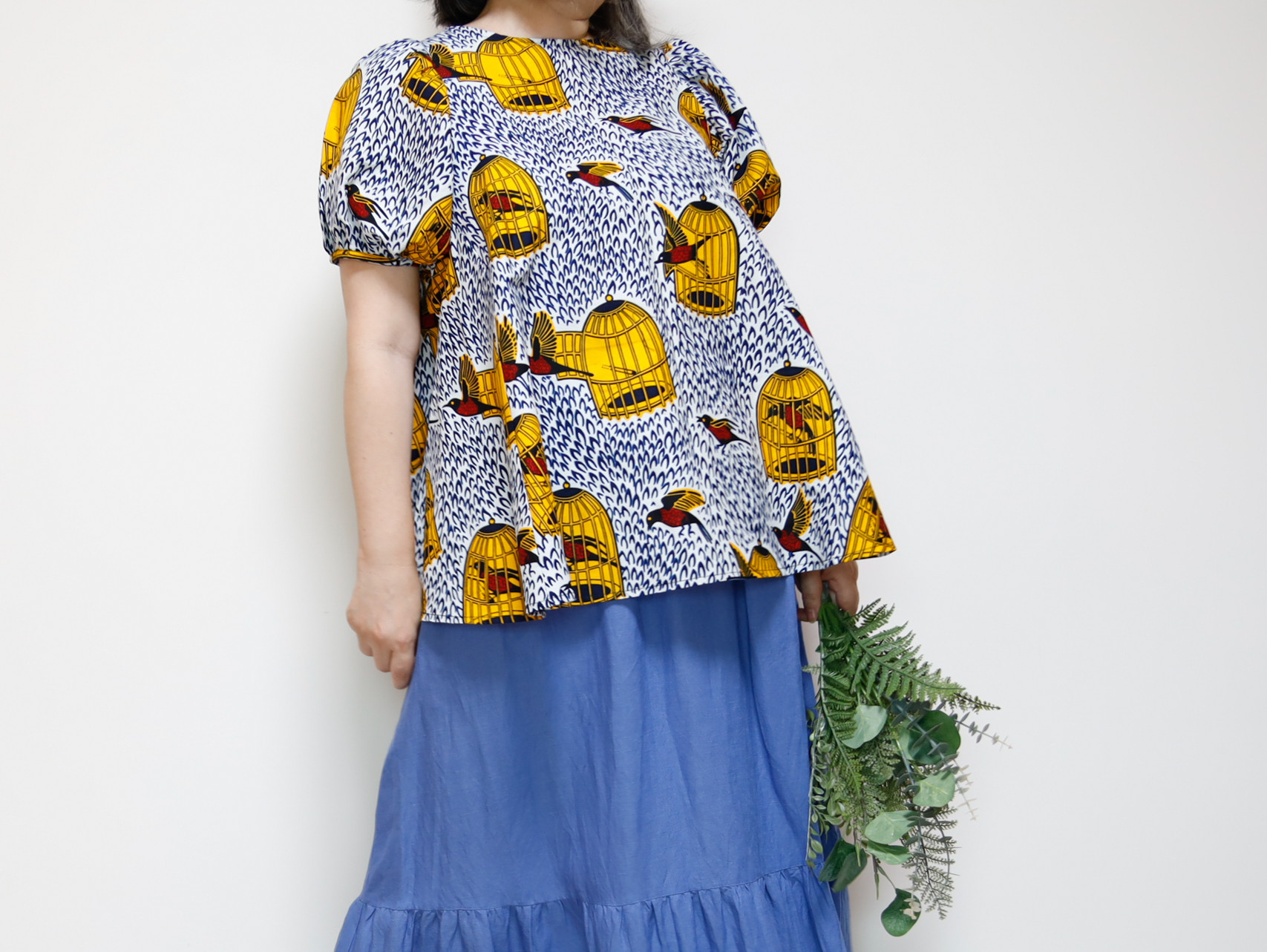 アフリカンプリント バルーンスリーブ ブラウス　1枚でキマるおしゃれ感！