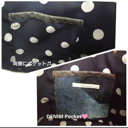 №721【レア✨️Dots DENIM✖️北欧巾着ToteBAG⚮̈♡✨️】デニムリメイクトートバッグ♫水玉柄♥ 11枚目の画像