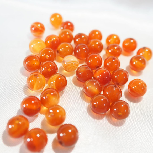 カーネリアン/ブラジル産【8mm10粒】天然石　瑪瑙　カルセドニー　ビーズ 5枚目の画像