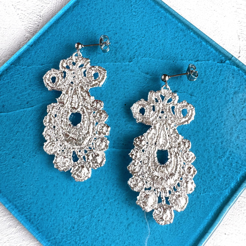 手作紐編みピアス 1ペア 天然石 银（シルバー）バロックパール 复古 大粒！選べる Lバロックパールピアス/イヤリング ピアス（フック