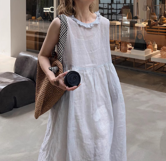 注文製作 】リネンストライプワンピース｜ゆるたゆ然なシルエット