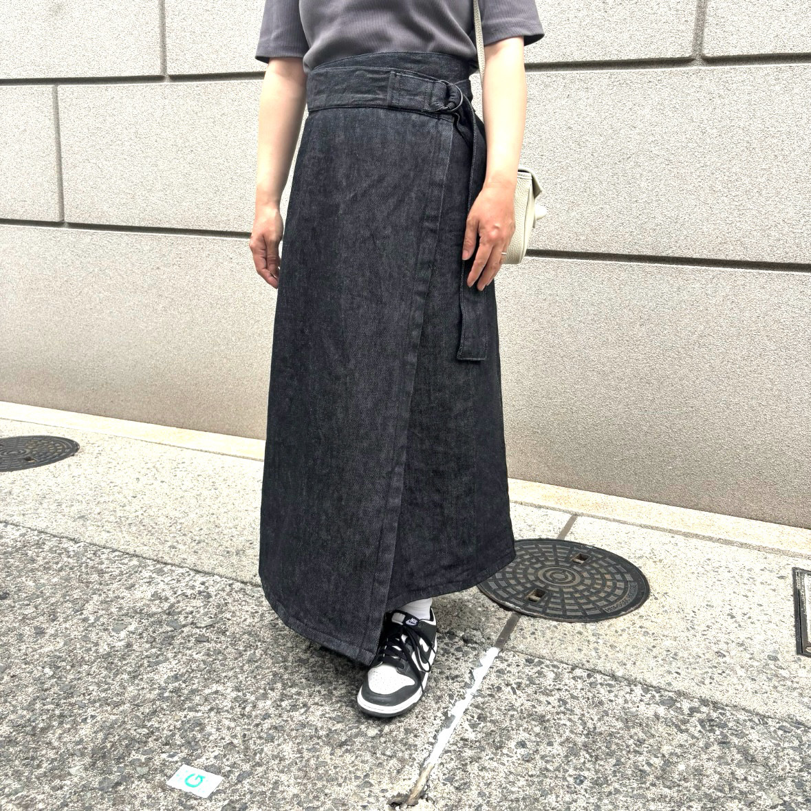 岡山デニム✨日本製　赤耳　金具→選んでいただけます　巻きスカート　デニムスカート  スカート  ラップスカート