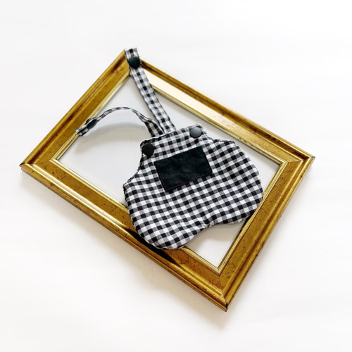 黒チェックのサロペット】15cmぬいぐるみ服 ぬいぐるみ 東京シスター