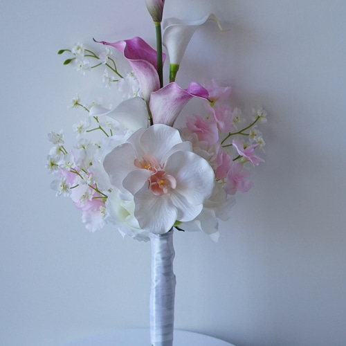 ホワイト ピンク系 アーティフィシャルフラワーブーケ ウェディング