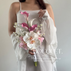 ホワイト ピンク系 アーティフィシャルフラワーブーケ ウェディング