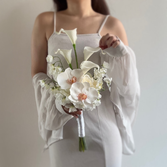 ウェディング ブーケ ホワイト アーティフィシャルフラワー 造花 クラッチブーケ アーティフィシャルフラワーブーケ ウェディングブーケ クラッチブーケ