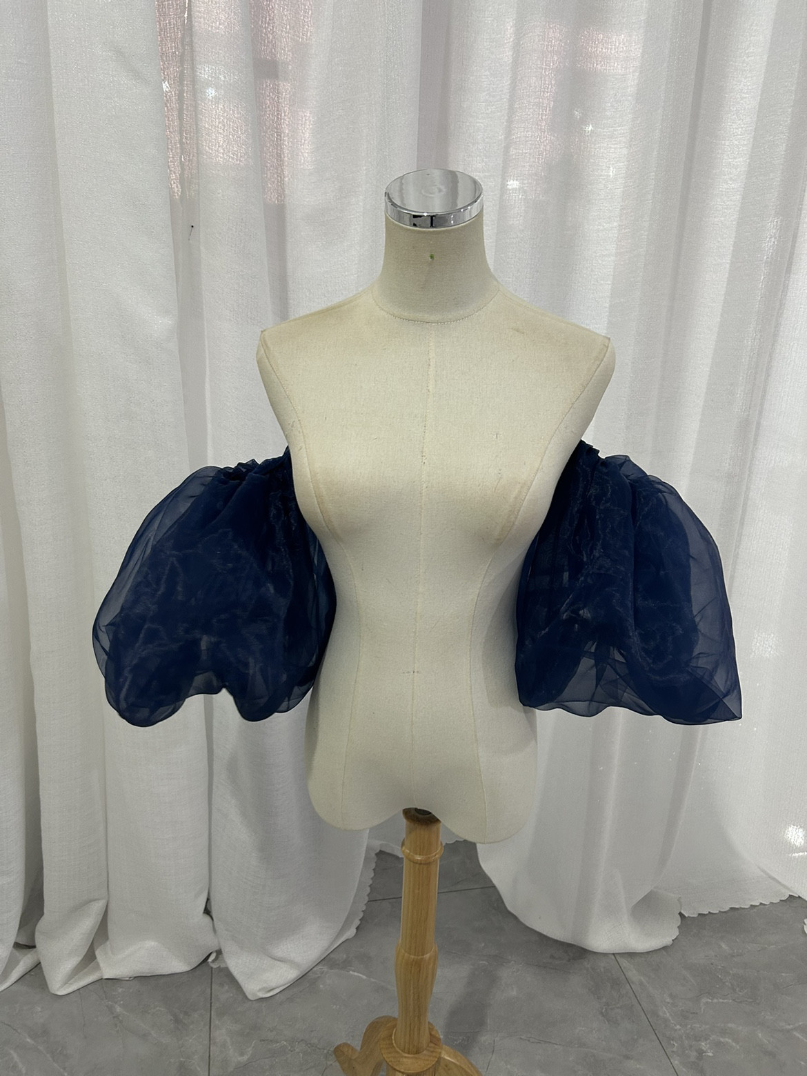 大人気上昇 取り外し袖 ネイビー ショルダーの付け袖 パフスリーブ オーダー可能