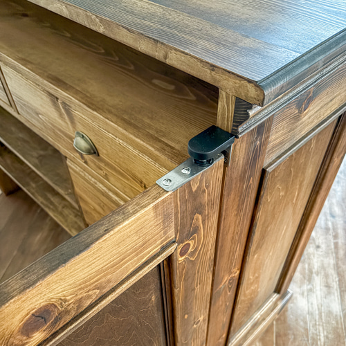 ドッグサロン向けL字カウンター（W1300ブラウン）スイングドア付き