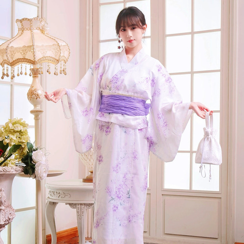 二部式浴衣&しわ兵児帯セット 上下セット 巻きタイプ かわいい