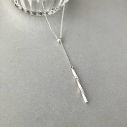 〈silver925〉着脱カンタン♪2way ひねりバーのスライドロングネックレス Y字　 8枚目の画像