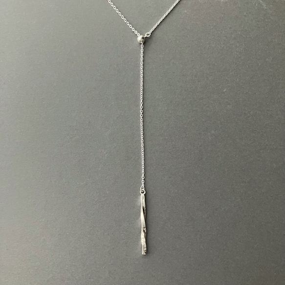 〈silver925〉着脱カンタン♪2way ひねりバーのスライドロングネックレス Y字　 6枚目の画像