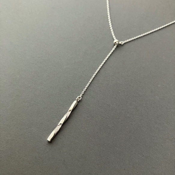 〈silver925〉着脱カンタン♪2way ひねりバーのスライドロングネックレス Y字　 7枚目の画像