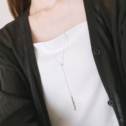 〈silver925〉着脱カンタン♪2way ひねりバーのスライドロングネックレス Y字　 3枚目の画像