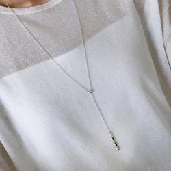 〈silver925〉着脱カンタン♪2way ひねりバーのスライドロングネックレス Y字　 5枚目の画像