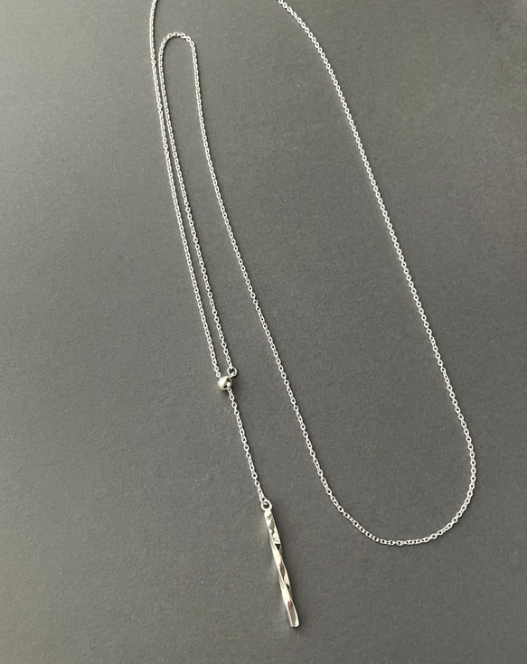 〈silver925〉着脱カンタン♪2way ひねりバーのスライドロングネックレス Y字　 12枚目の画像