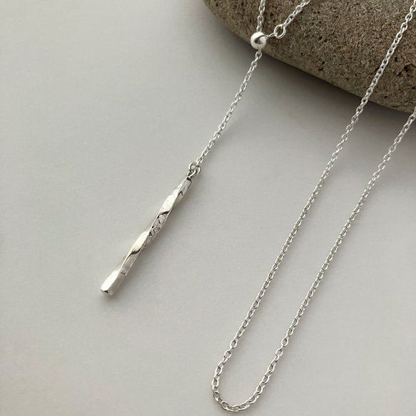 〈silver925〉着脱カンタン♪2way ひねりバーのスライドロングネックレス Y字　 13枚目の画像