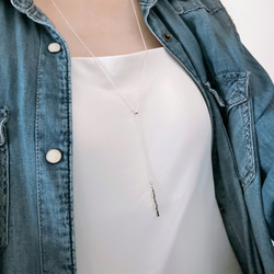 〈silver925〉着脱カンタン♪2way ひねりバーのスライドロングネックレス Y字　 9枚目の画像