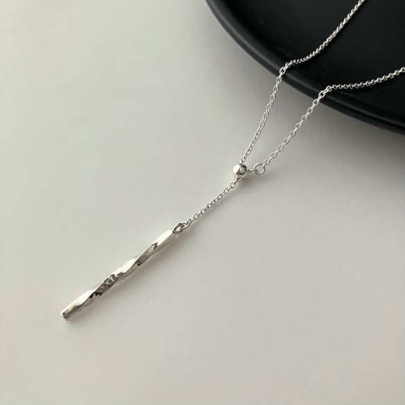 〈silver925〉着脱カンタン♪2way ひねりバーのスライドロングネックレス Y字　 11枚目の画像