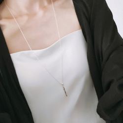 〈silver925〉着脱カンタン♪2way ひねりバーのスライドロングネックレス Y字　 4枚目の画像