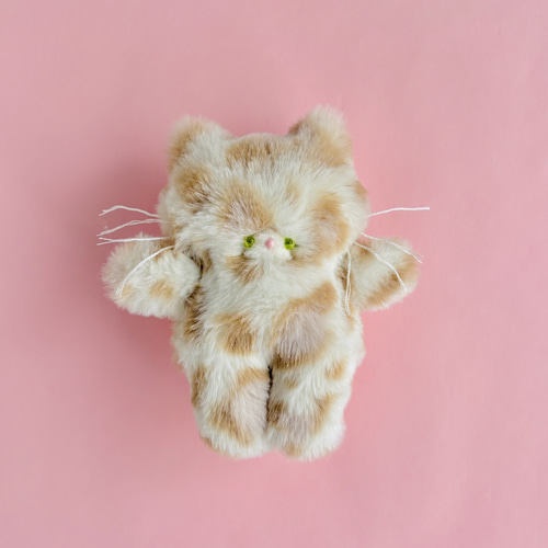 白ヒョウにゃん。マスカットアイ 手のひらサイズ 猫のぬいぐるみ♡③