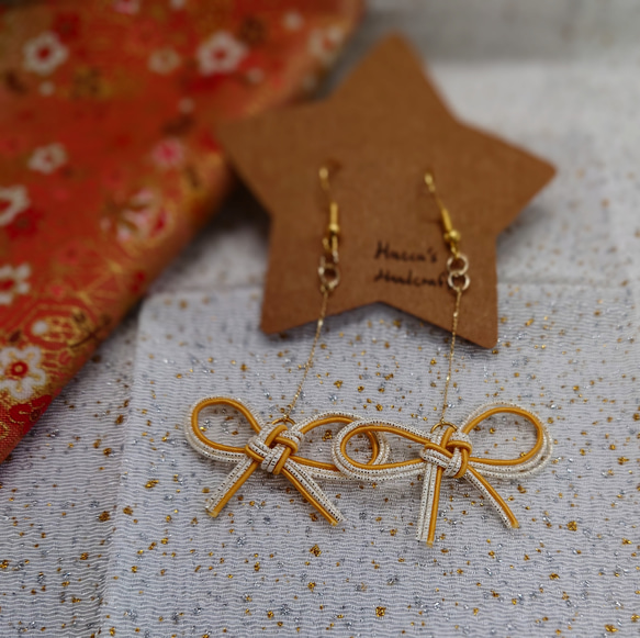 結びのリボンピアス ― 水引細工の優しさを耳元に ピアス（フック