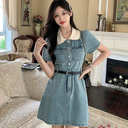 大きいサイズ レディース デニム ワンピース 春夏 秋 新品 半袖