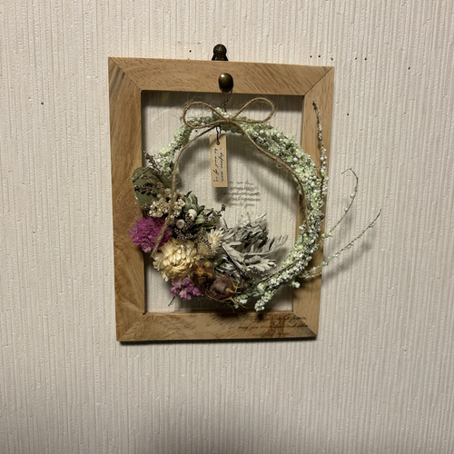 ユーカリとスターチスのリース ナチュラルピンク