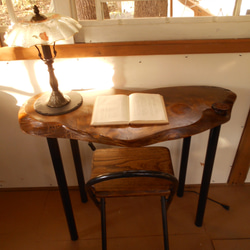 けやきアイアンテーブルイスセット　12-18 欅（けやき） アイアンテーブルイスセット 07-04-2 机・デスク