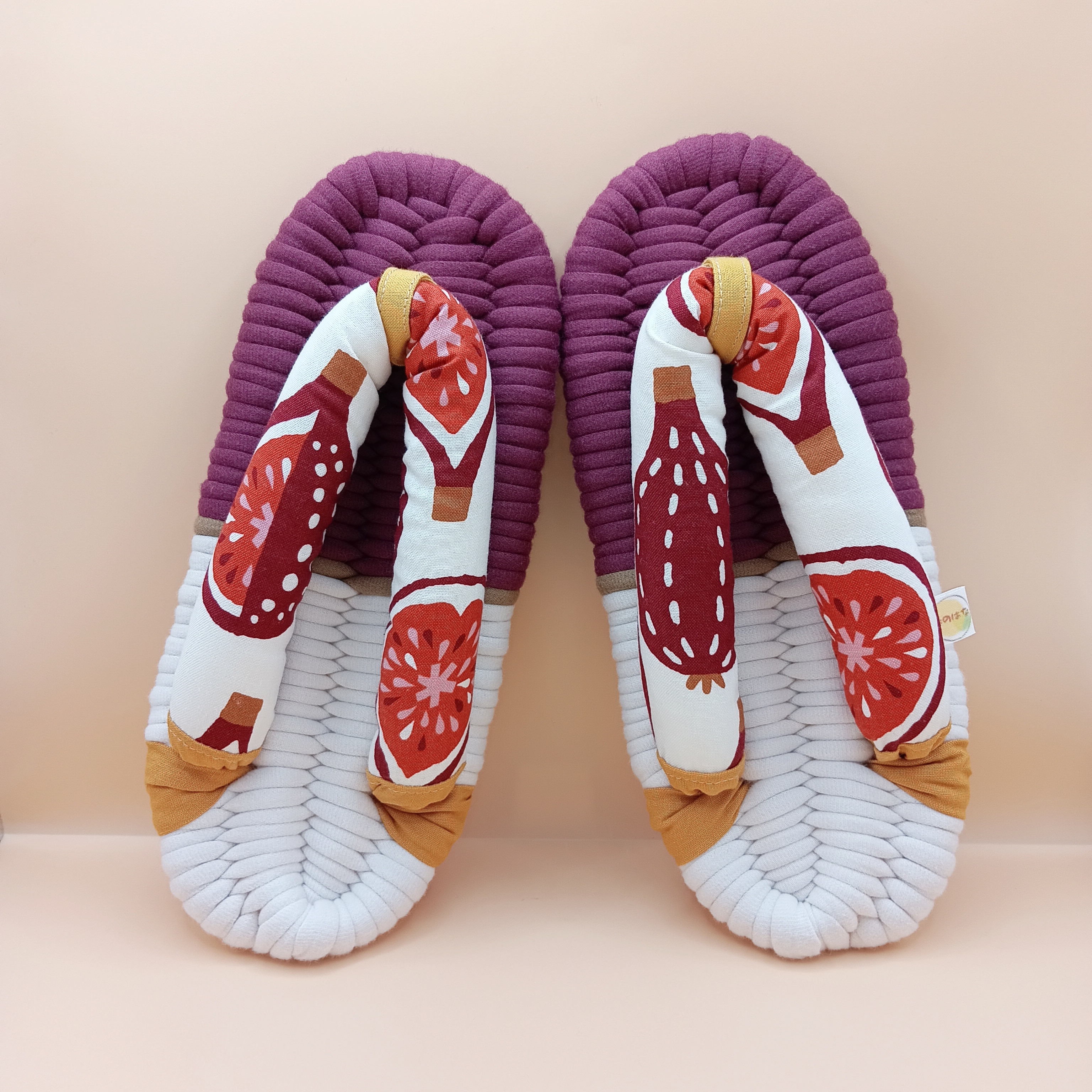 布ぞうり  Mサイズ いちじく柄  ルームシューズ  スリッパ 布草履 プレゼント ギフト