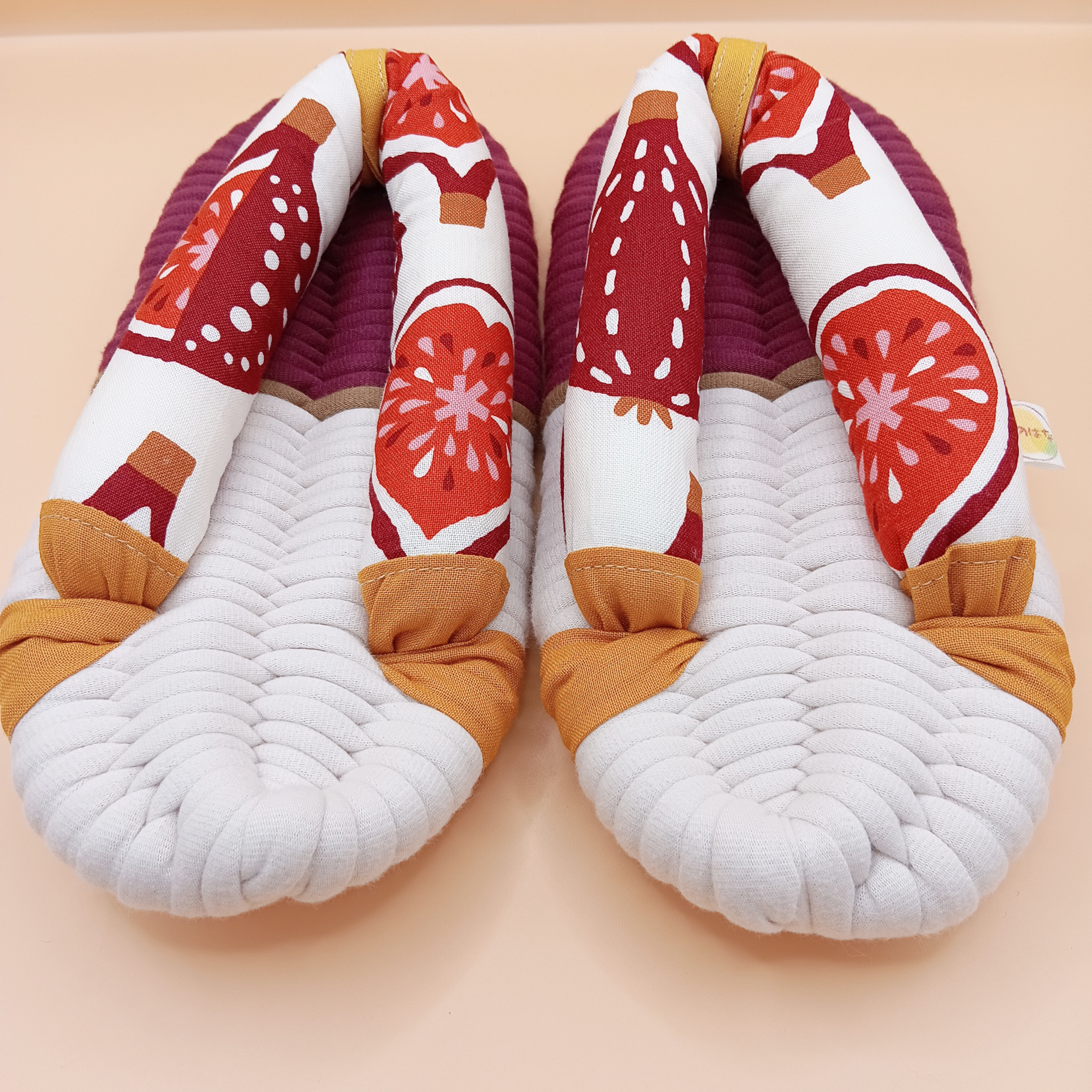 布ぞうり  Mサイズ いちじく柄  ルームシューズ  スリッパ 布草履 プレゼント ギフト