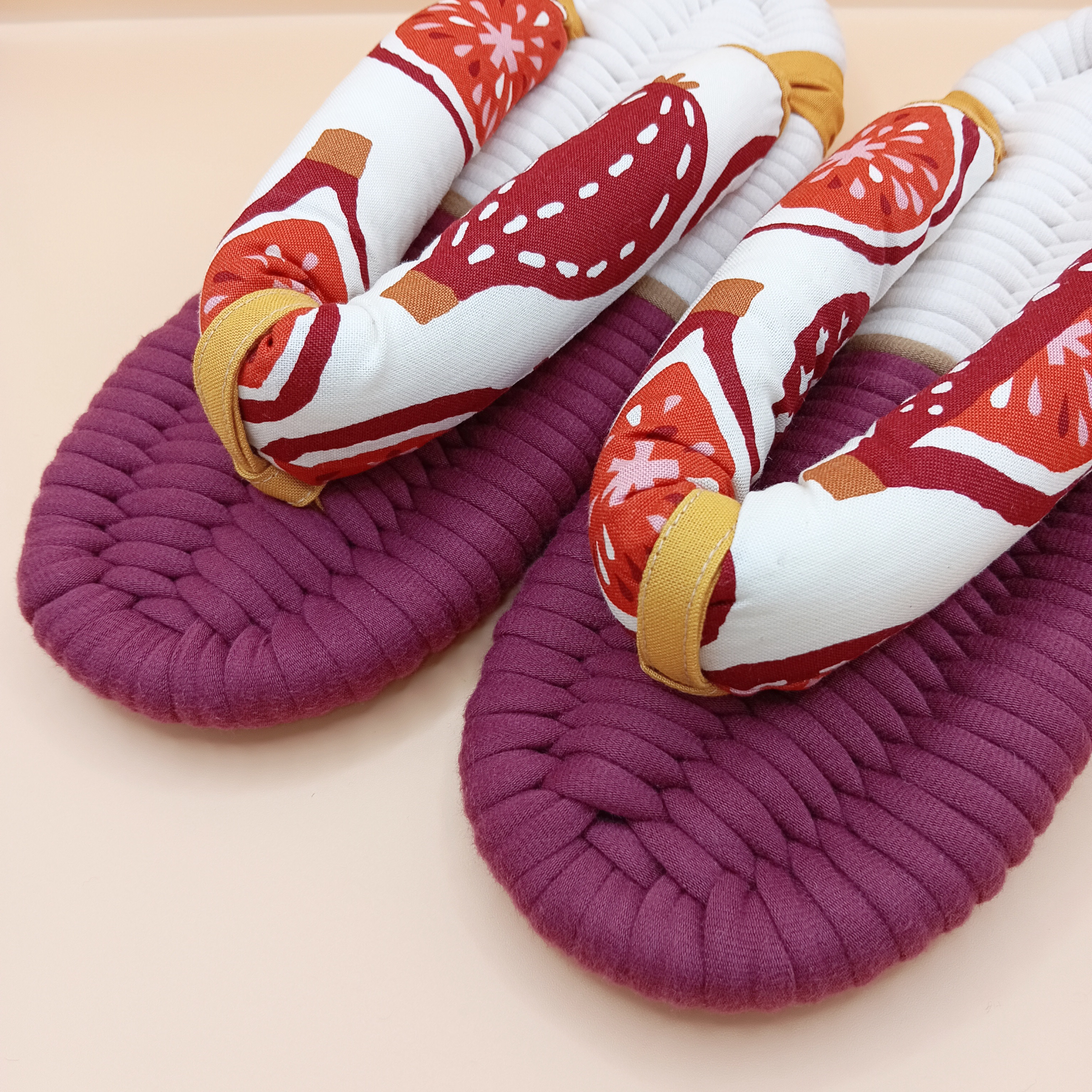 布ぞうり  Mサイズ いちじく柄  ルームシューズ  スリッパ 布草履 プレゼント ギフト