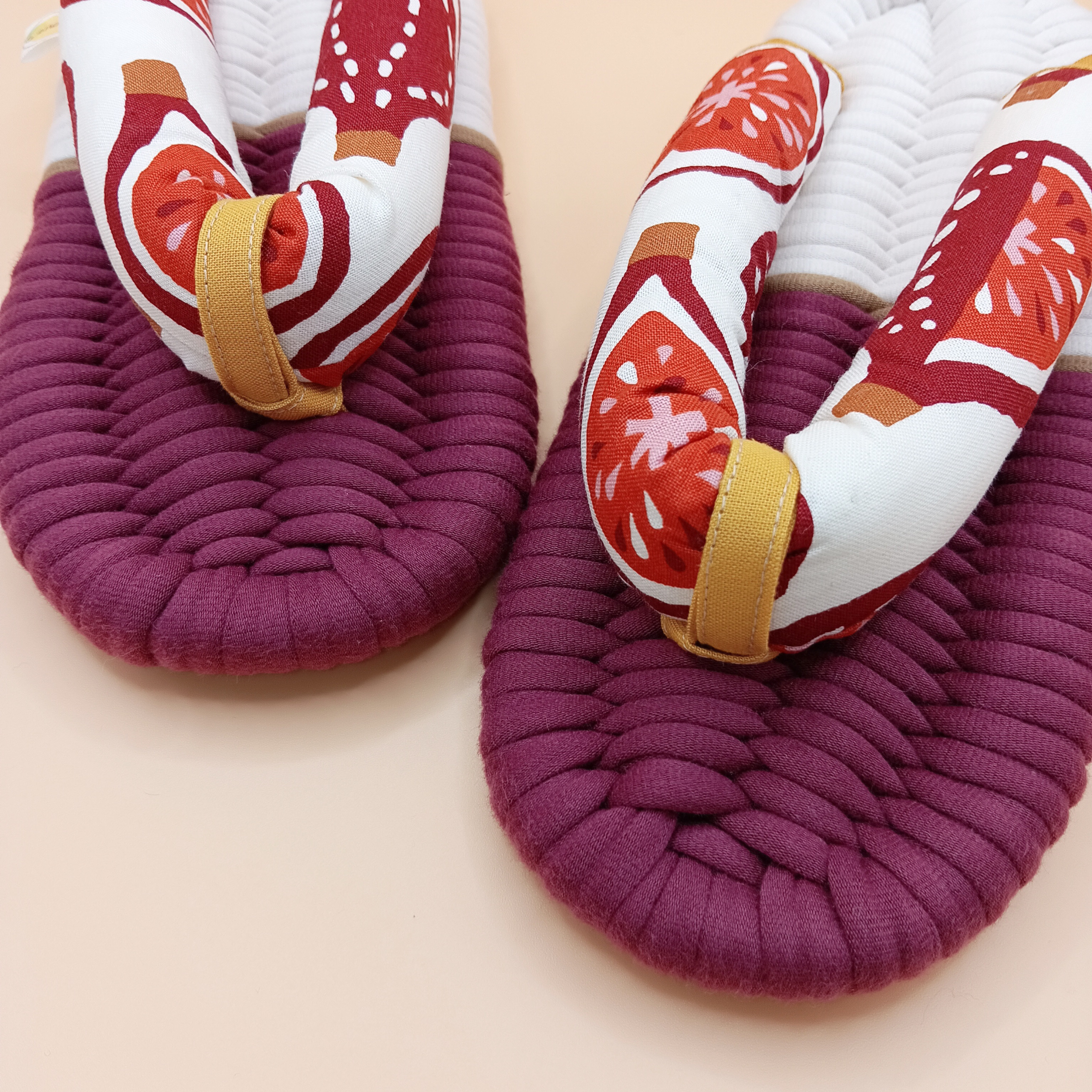 布ぞうり  Mサイズ いちじく柄  ルームシューズ  スリッパ 布草履 プレゼント ギフト