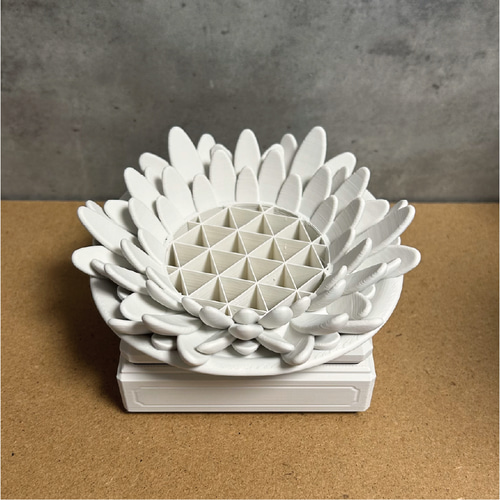 3Dプリンター鉢 鉢皿セット_花_S_WH 作家鉢 植木鉢 一輪挿し・花瓶