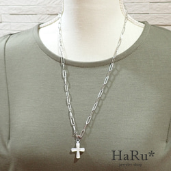 宝石質シェル（クロス／十字架）☆サージカルステンレスネックレス（5WAY）S 6枚目の画像