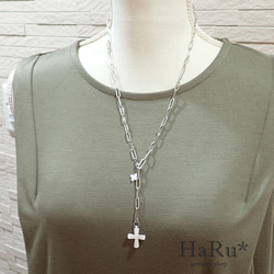 宝石質シェル（クロス／十字架）☆サージカルステンレスネックレス（5WAY）S 5枚目の画像