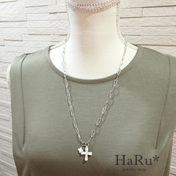 宝石質シェル（クロス／十字架）☆サージカルステンレスネックレス（5WAY）S 7枚目の画像