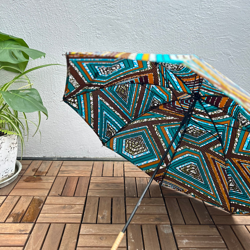 No.57 ハンドメイド　小さな日傘　アフリカンファブリック　イエロー＆オレンジ No.57 ハンドメイド 小さな日傘 アフリカンファブリック イエロー