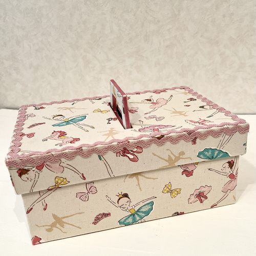 ミッキー様オーダーご依頼作品です カルトナージュ裁縫箱(大) カルトナージュ裁縫箱セット ーバレリーナ柄ー その他インテリア雑貨
