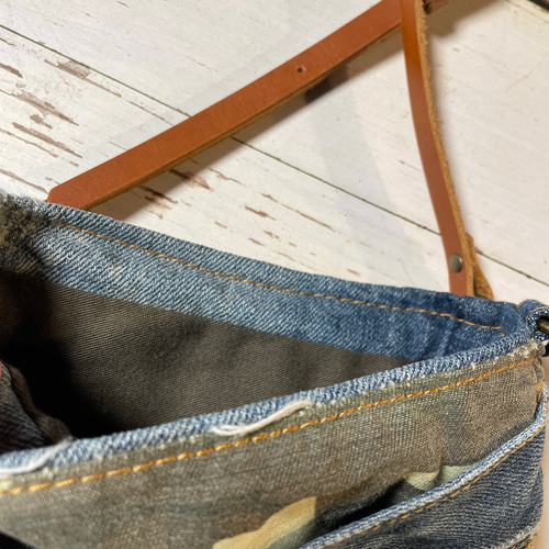 デニムリメイク迷彩スマホショルダーバッグサコッシュbag-0003 スマホ