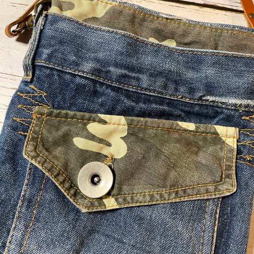 デニムリメイク迷彩スマホショルダーバッグサコッシュbag-0003 スマホ